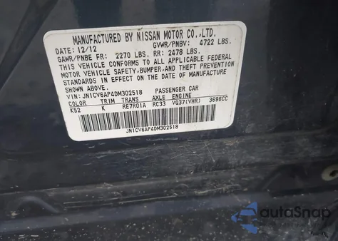 2013 Infiniti G37 Journey z USA, uszkodzony, nr VIN JN1CV6AP4DM302518
